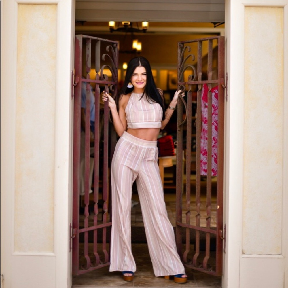 Charlotte Russe Pink & White Striped Pants